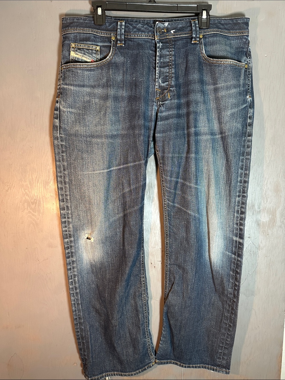 Diesel Men’s Faded Blue Straight Jeans